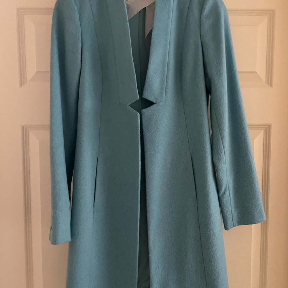 NWOT - W by Worth STUNNER - Robins Egg Blue Knee Coat